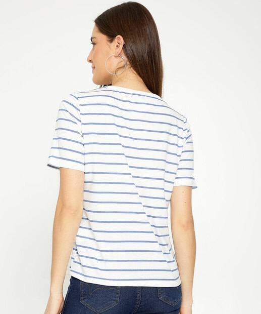 Blusa Feminina Listrada Manga Curta Marisa