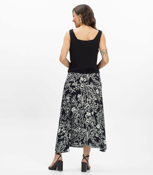 Saia Midi Viscose Khyara Feminina Endless Preto