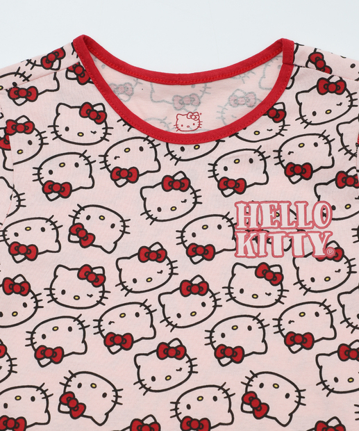Camisola Infantil Hello Kitty Tam 4 a 12 Rosa