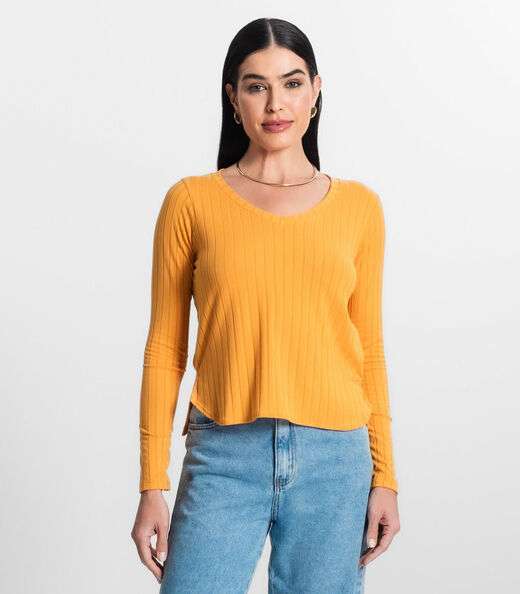 Blusa Manga Longa Infinita Cor Amarelo