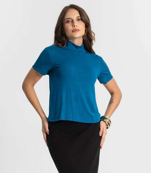 Blusa Feminina Gola Alta Endless Azul