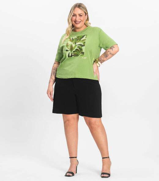 Camiseta Manga Curta Plus Size Secret Glam Verde