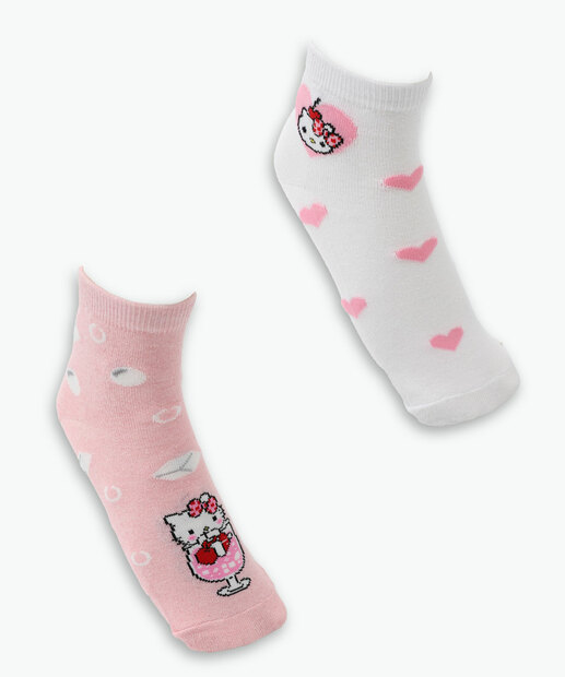 Image_Kit 2 Pares Meias Feminina Cano Curto Hello Kitty Rosa