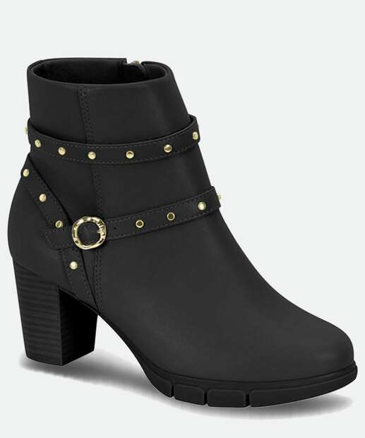 Bota Feminina Cano Curto Salto Grosso Tachas Modare 