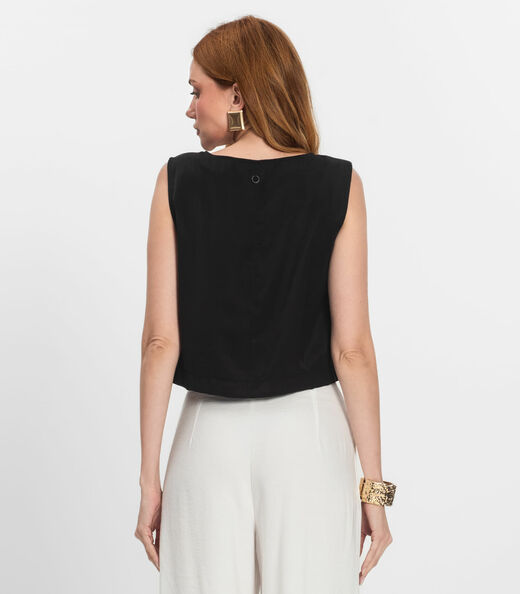 Regata Feminina Em Alfaiataria Endless Preto