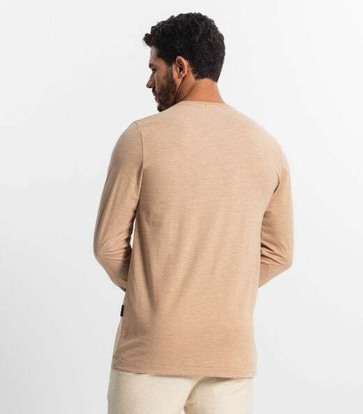 Camiseta Masculina Manga Longa Diametro Marrom