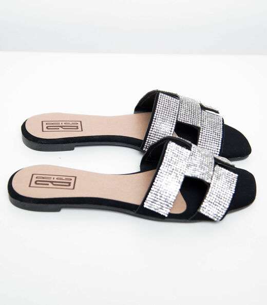 Sandália Feminina Com Strass Select Preto
