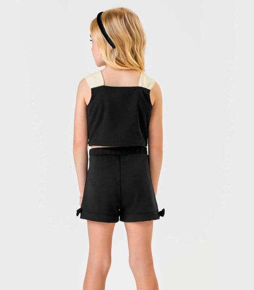 Conjunto Blusa Com Shorts Ponto Roma Trick Nick Preto