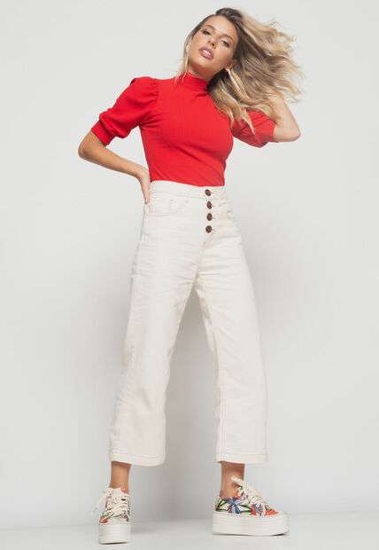 Image_Blusa  Princesa Manga Curta Canelada Vermelha Salvatore Fashion