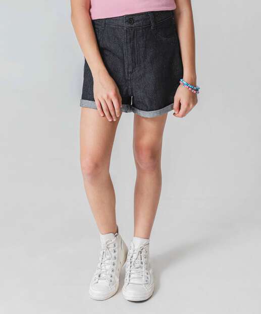 Short Juvenil Jeans Marisa Tam 10 a 16 Preto