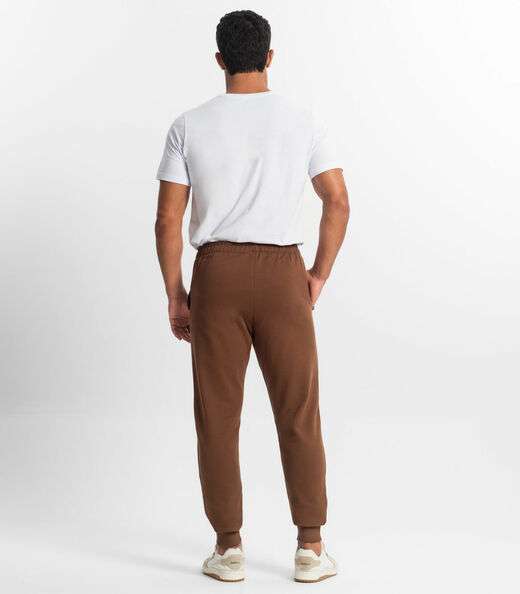 Calça Masculina Plus Size Em Moletom Diametro Marrom
