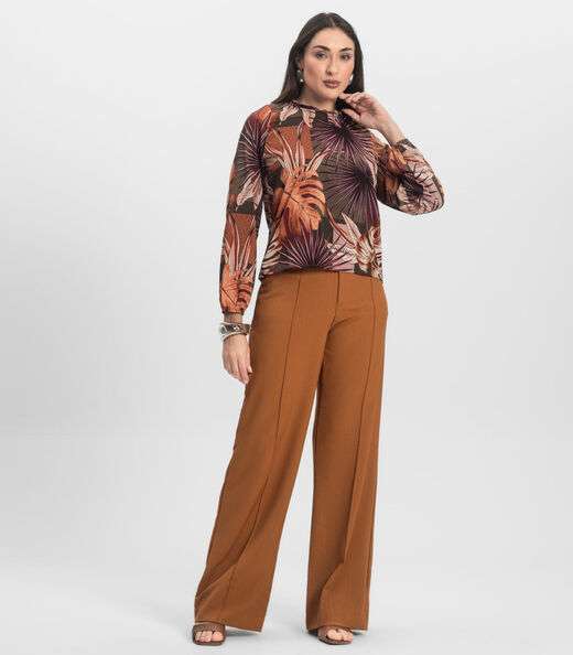 Blusa Manga Longa Infinita Cor Marrom