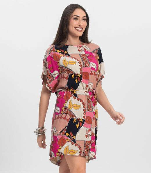 Vestido Feminino Estampado Infinita Cor Rosa