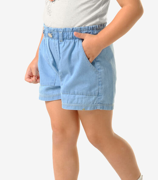 Shorts Infantil Menina Jeans Trick Nick Azul