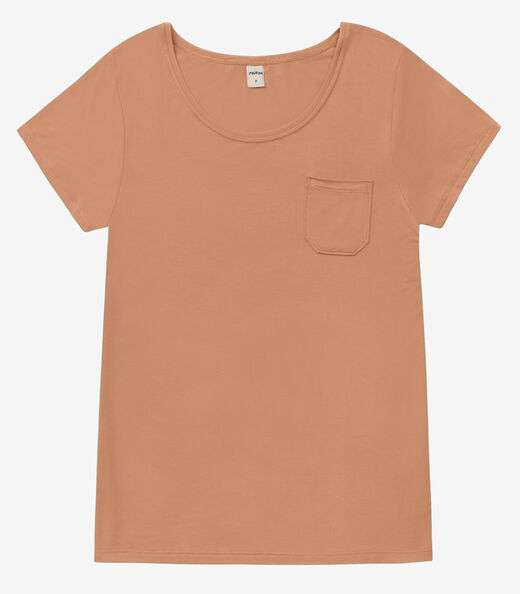 Blusa Feminina Viscotorcion Com Bolso Rovitex Marrom