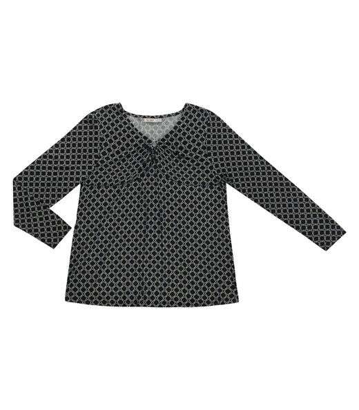 Blusa Feminina Manga Longa Plus Size Secret Glam Preto