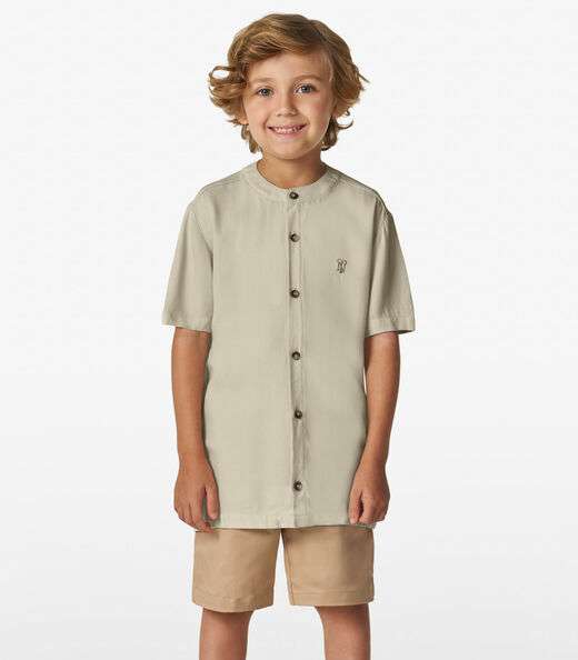 Image_Camisa Masculina em Viscose Sarjada Trick Nick Bege