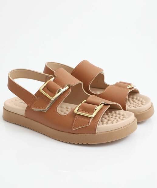 Sandália Flatform Feminina Fivela Modare Caramelo