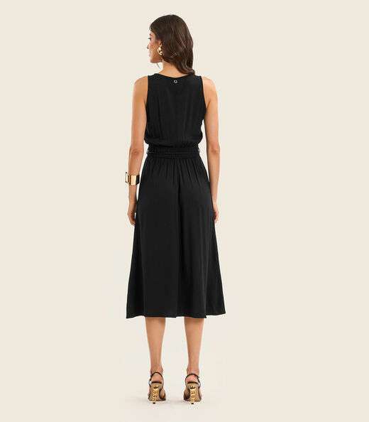 Vestido Midi Feminino Com Cinto Endless Preto