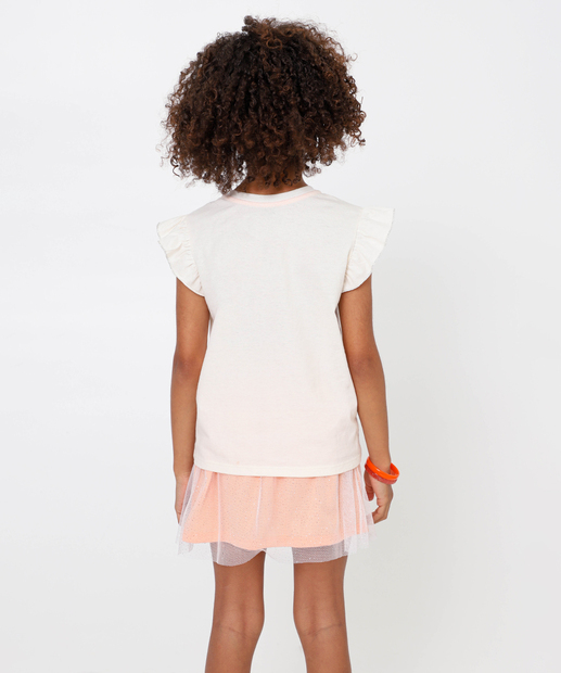 Conjunto Infantil Estampa Moana Disney Tam 4 a 10 Off White