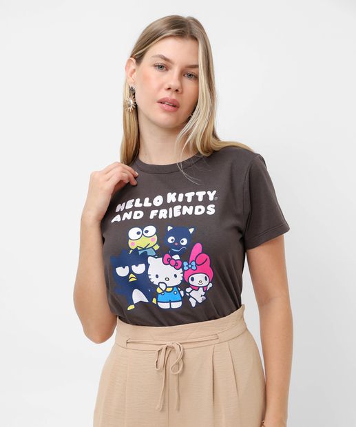 Image_Camiseta Feminina Hello Kitty e Amigos Sanrio Marrom