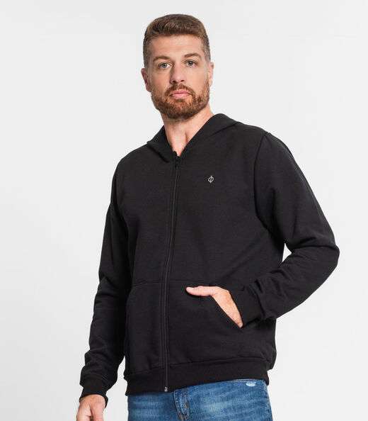 Jaqueta Masculina Plus Moletom Premium Diametro Preto