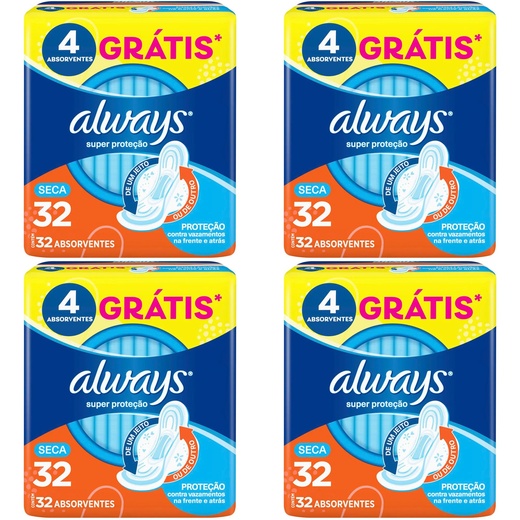 Image_Kit c/4 Absorvente Básico Malha Seca C/Abas Always Simples 32 Unidades cada