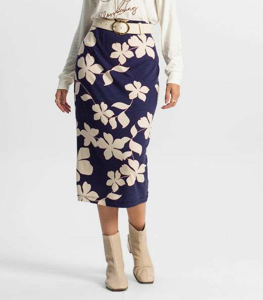 Saia Midi Feminina Rovitex Azul