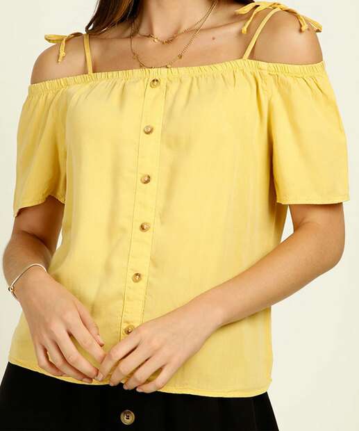 Blusa Feminina Open Shoulder Manga Curta