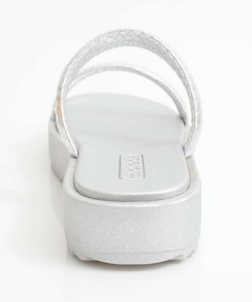 Tamanco Feminino Flatform Tiras Moleca Prateado