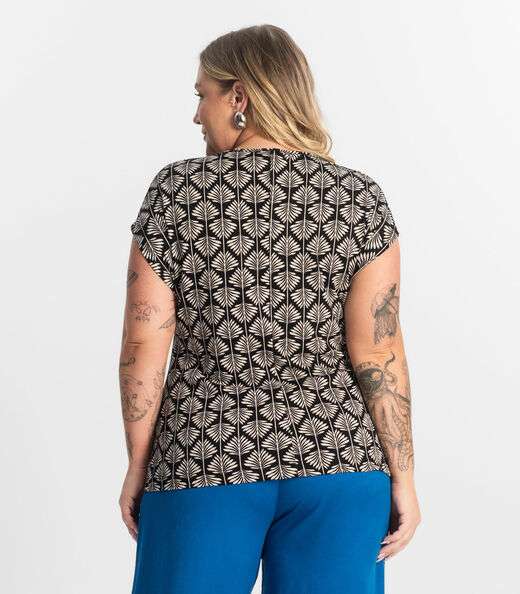 Blusa Manga Morcego Plus Size Secret Glam Preto
