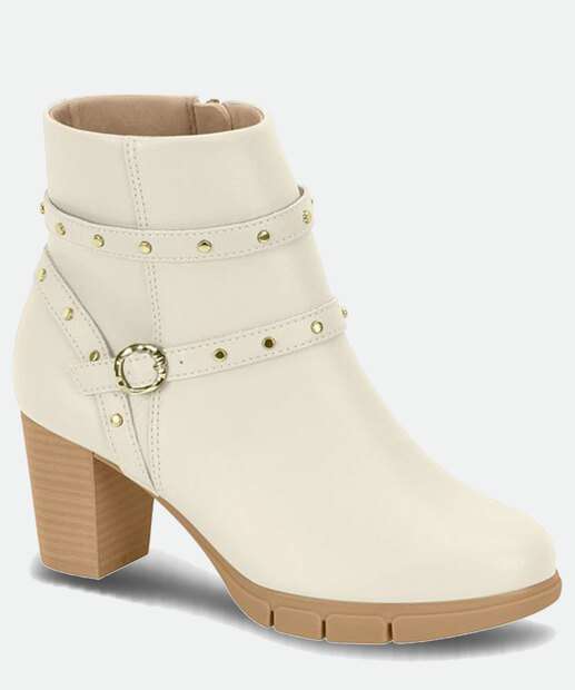 Bota Feminina Cano Curto Salto Grosso Tachas Modare 