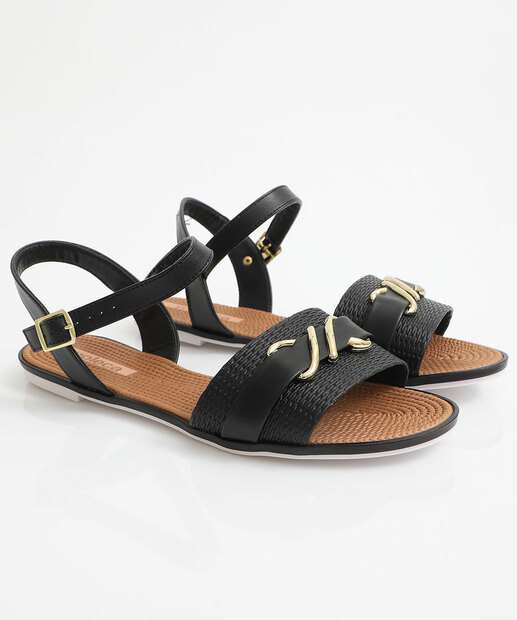 Sandália Feminina Rasteira Moleca Preto