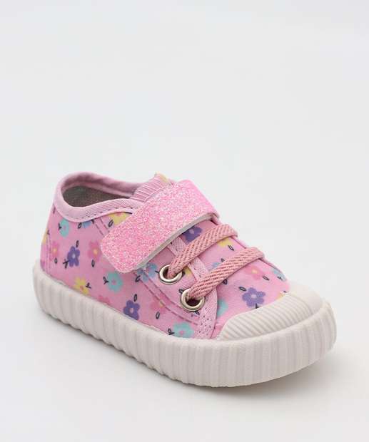 Image_Tênis Infantil Flores Velcro 03BM Rosa 