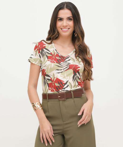 Blusa Feminina Estampada Manga Curta Marisa