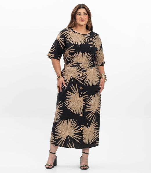 Saia Super Midi Feminina Plus Size Secret Glam Preto