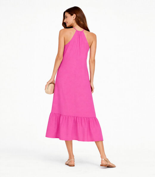Vestido Longo De Alça E Recorte Maria Infinita Cor Rosa