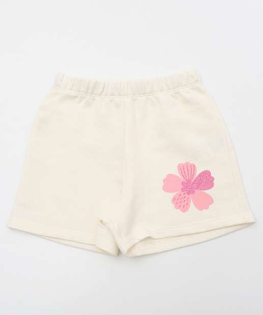 Conjunto Infantil Estampa Flores Marisa Tam 4 a 10 Off White 