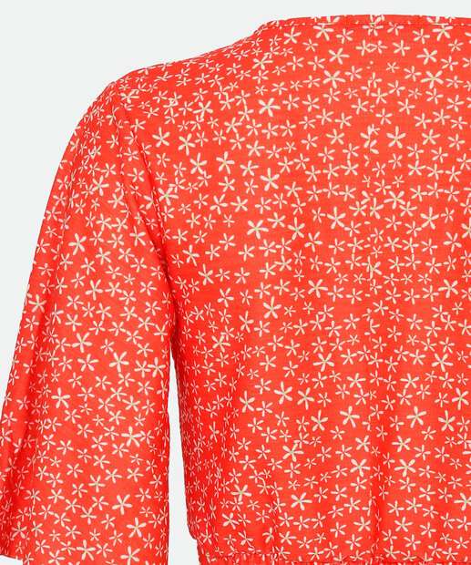 Blusa Cropped Feminina Estampa Flores Transpassada Marisa