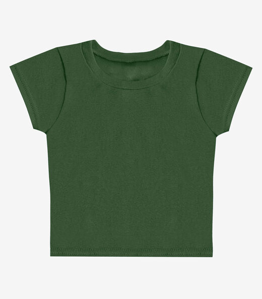 Blusa Básica Infantil Manga Curta Lisa Soletex Verde