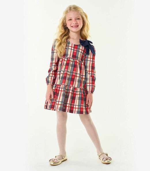 Vestido Infantil Manga Longa Trick Nick Vermelho