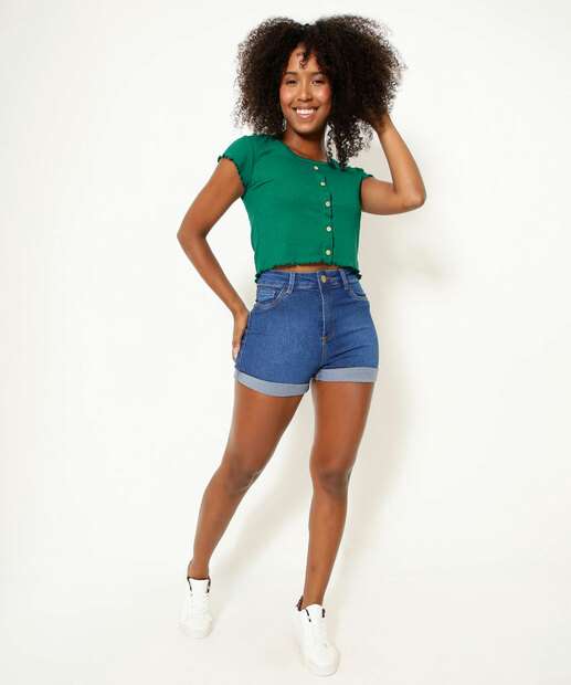 Blusa Cropped Feminina Botões Marisa