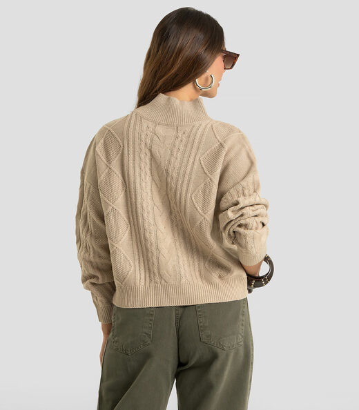 Suéter Feminino em Tricot Com Detalhes Dianna Bege