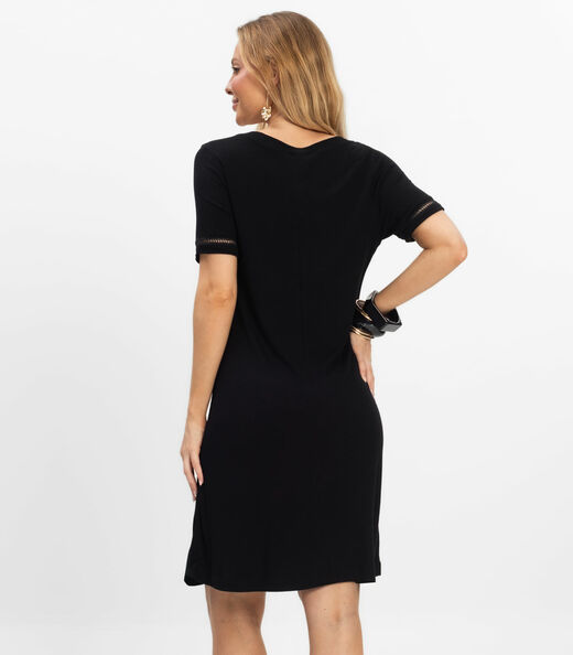 Vestido Curto Feminino Ribana de Viscose Rovitex Preto