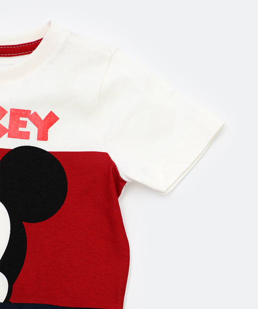 Camiseta Infantil Mickey Disney Tam 1 a 3 Off White