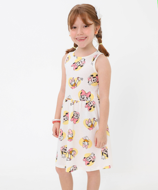 Vestido Infantil Margarida Disney Tam 4 a 10 Off White