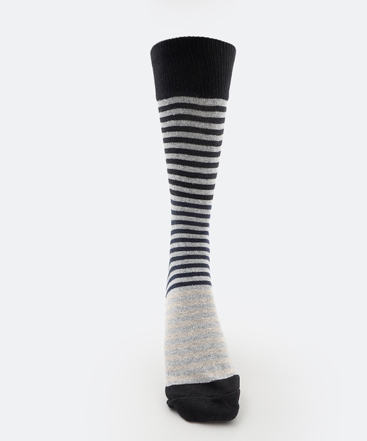 Meia Masculina Cano Longo Listrada MR Preto