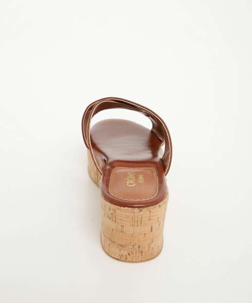 Tamanco Feminino Flatform Tiras Cromic Marrom