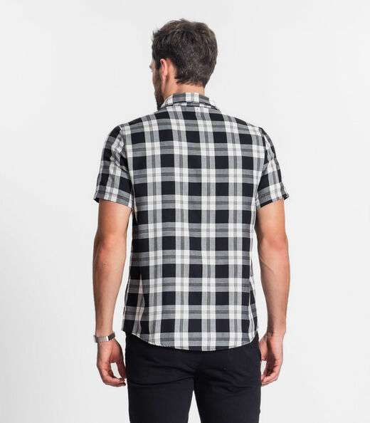 Camisa Masculina Xadrez Diametro Preto