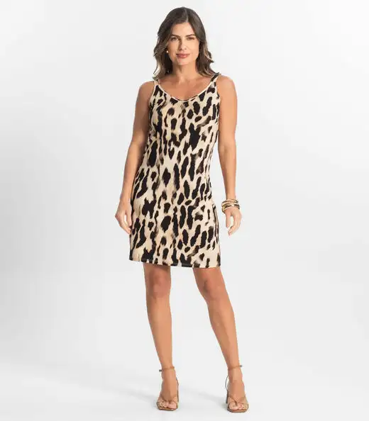 Vestido Estampado Rovitex Marrom